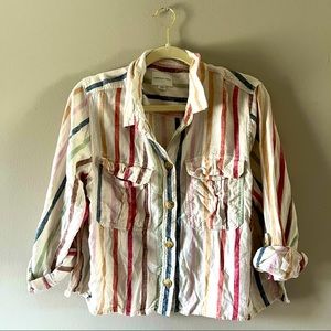 - Size Large striped American eagle cropped button up shirt